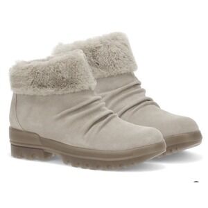 Baretraps Womens Nuri Leather Weatherproof  Boots Faux Fur Lined Taupe‎ Sz 10M